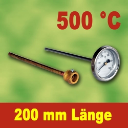 Backofenthermometer 500°C mit Tauchrohr 200 mm