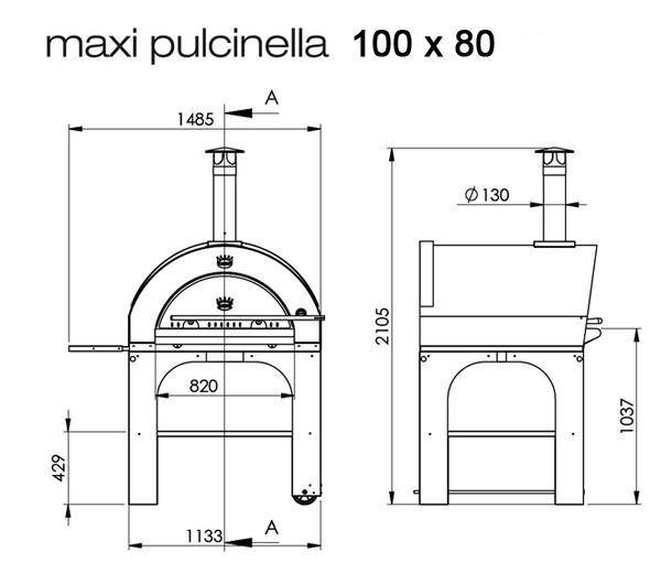 Pizzaofen Pulcinella 100 x 80 Skizze