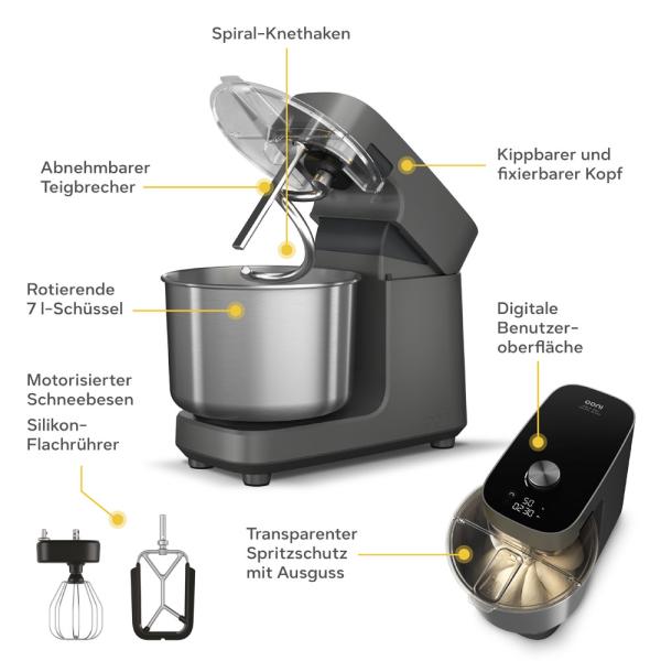 Ooni Halo Pro Spiral-Teigknetmaschine, Dark Grey